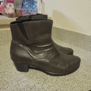 Rieker Dark Grey Leather Ankle Zip Booties Size 38/7
